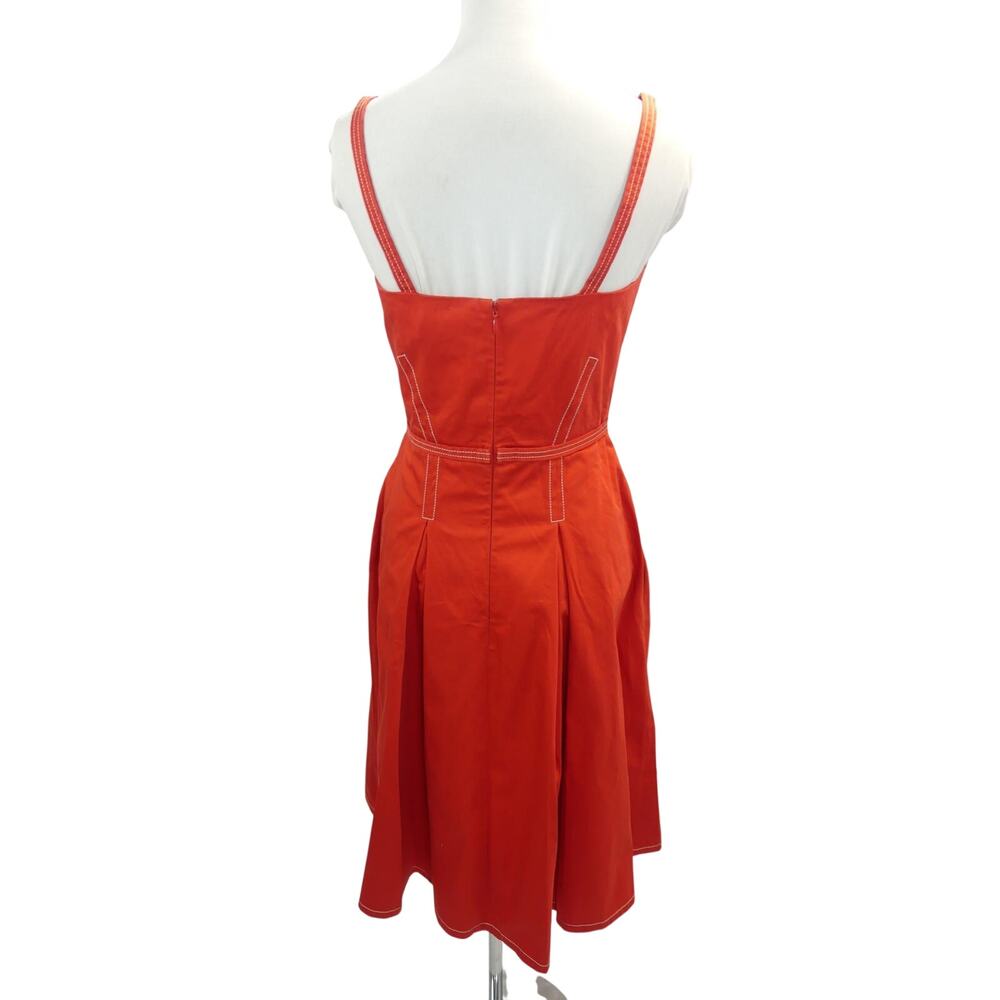 Vintage Carolina Herrera Tomato Red Box Pleated Dress - Picture 3 of 5